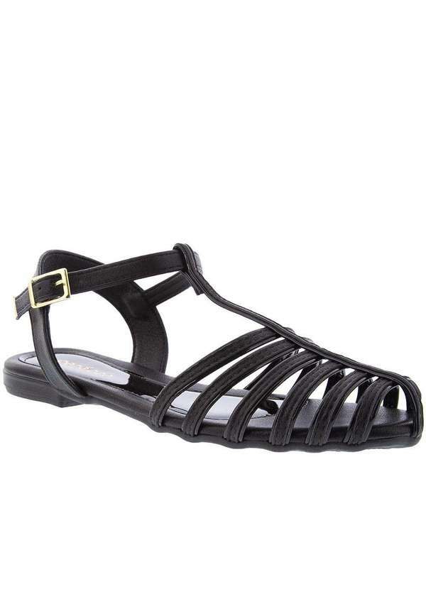 Penelope - Sandália Rasteira Penélope Detalhe Tiras Preto Preto