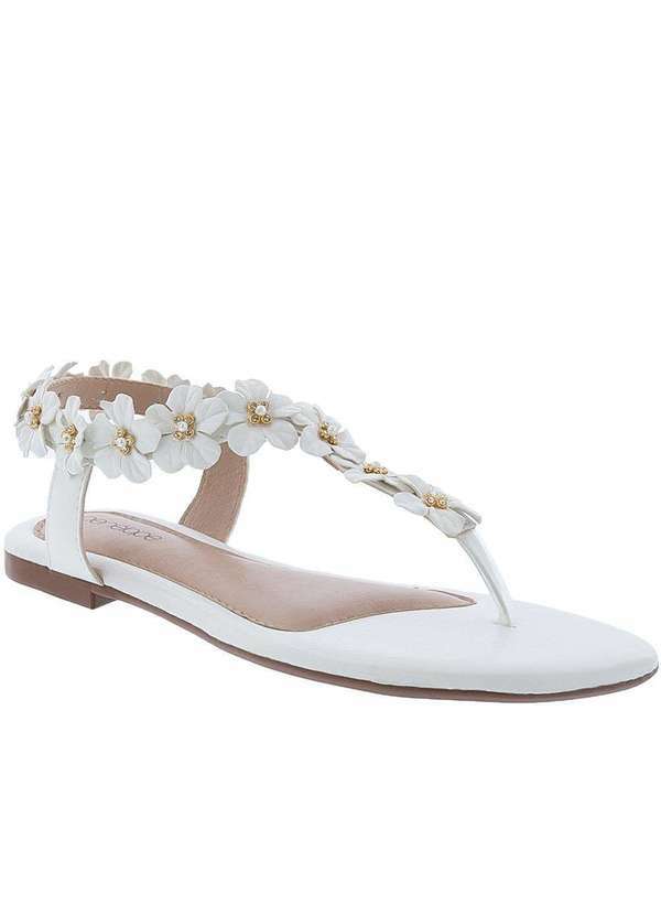 Penelope - Sandália Rasteira Penélope Flores Branco Branco