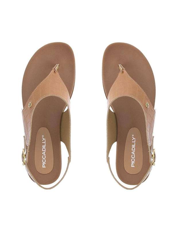 Piccadilly - Sandália Rasteira Piccadilly Textura Croco Bege Bege 4