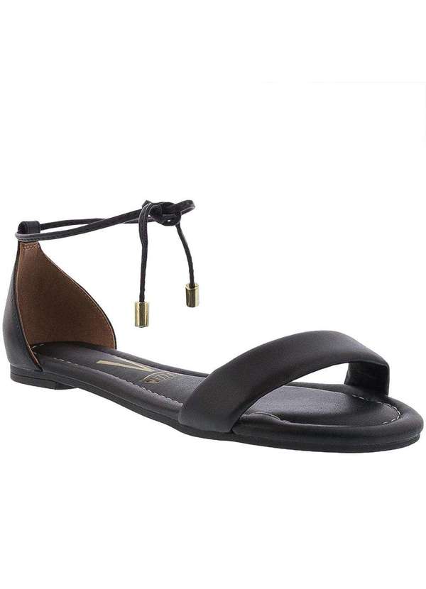 Vizzano - Sandália Rasteira Vizzano Amarração Strass Preto Preto