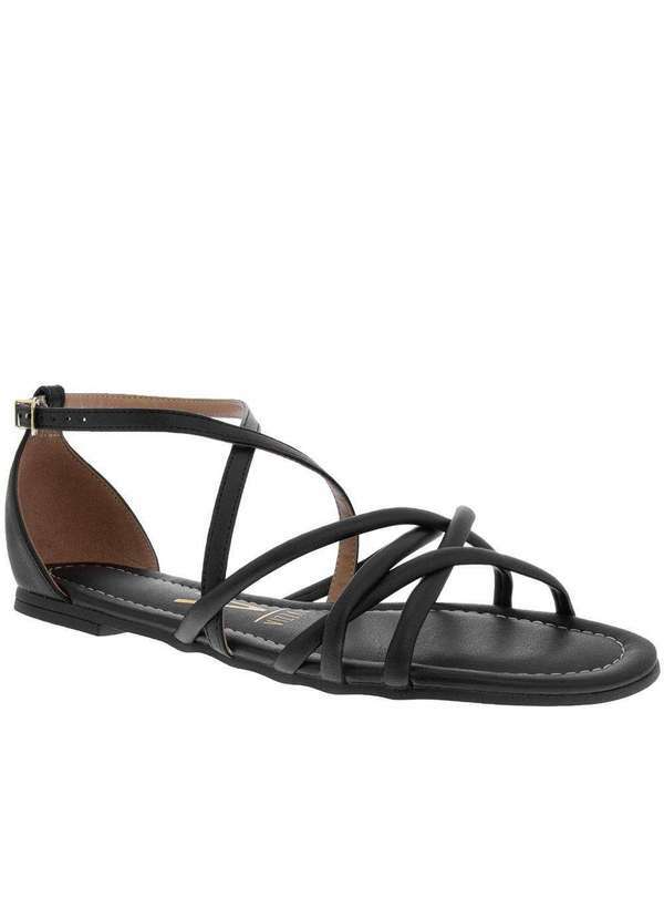 Vizzano - Sandália Rasteira Vizzano Fivela Tiras Cruzadas Preto Preto