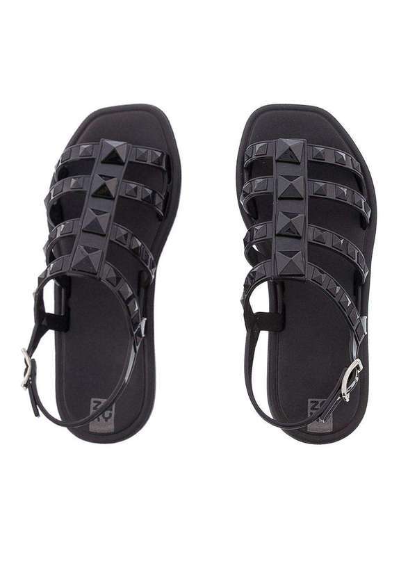 Zaxy - Sandália Rasteira Zaxy Desejo Tachas Preto Preto