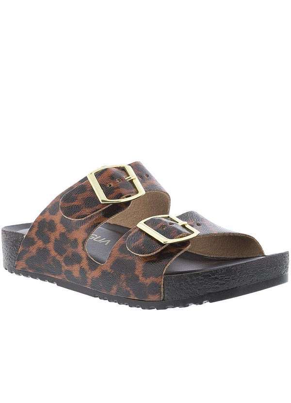Terra & Agua - Sandália Terra & Água Flatform Fivela Animal Print Marrom Colorido