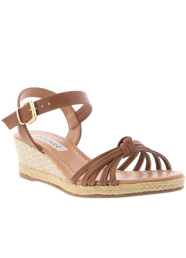 Espadrille Bebecê Anabela Detalhe Nós Corda Caramelo Caramelo