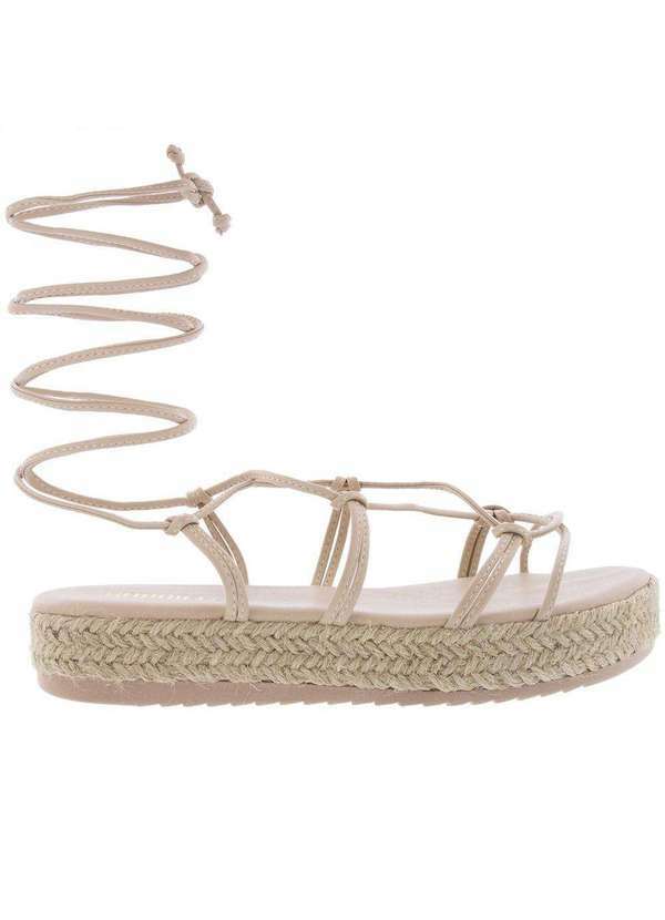 Gabriela - Espadrille Gabriela Flatform Amarração Nós Corda Nude Caramelo