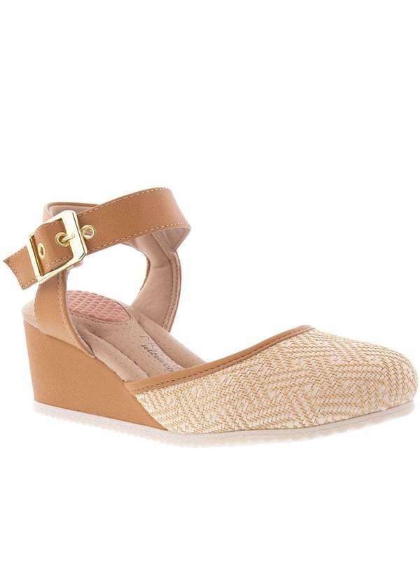Modare Ultraconforto - Espadrille Modare Ultraconforto Anabela Recortes Ráfia Caramelo Caramelo