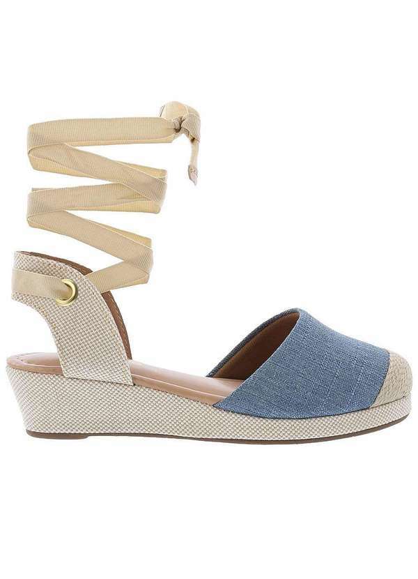 Penelope - Espadrille Penélope Anabela Amarração Linho Ráfia Azul Azul
