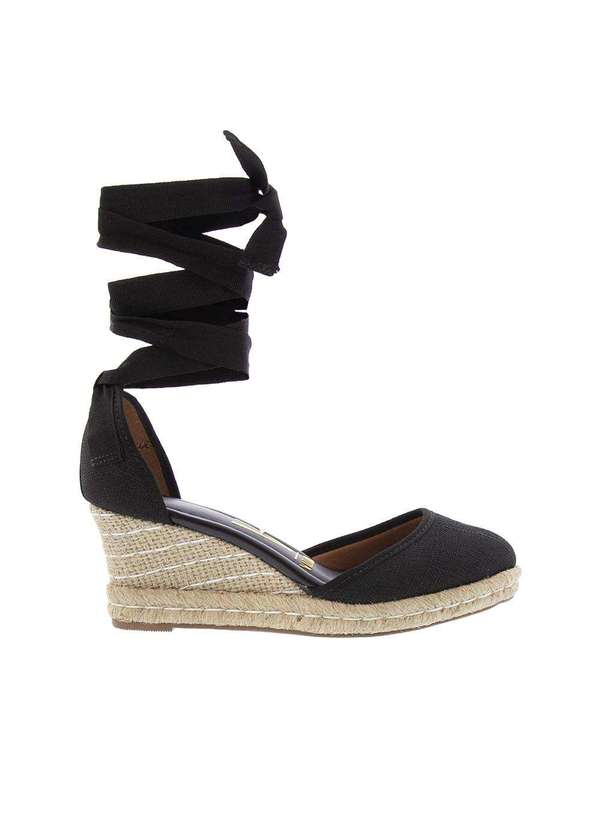 Vizzano - Espadrille Vizzano Anabela Amarração Linho Preto Preto