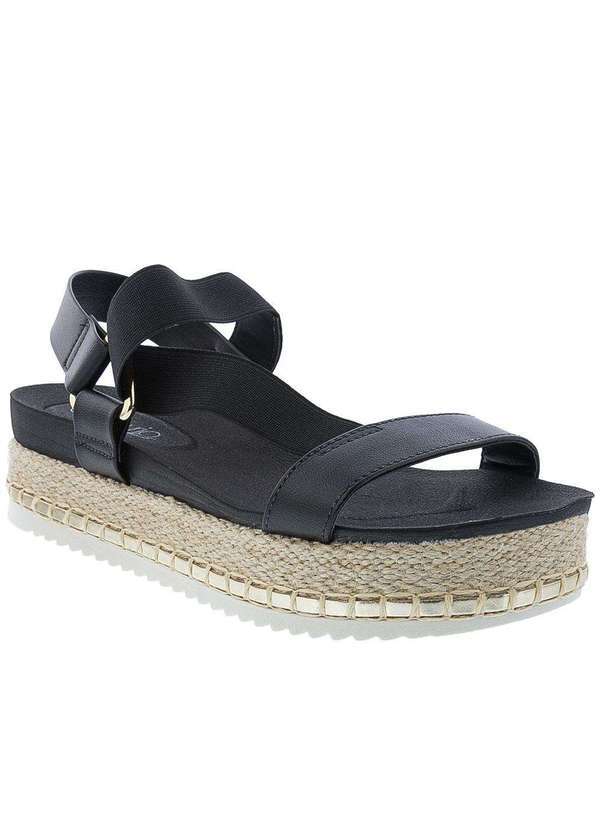 Beira Rio Conforto - Papete Beira Rio Flatform Tiras Corda Preto Preto