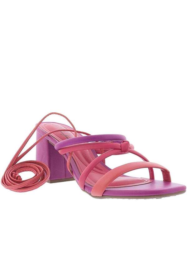 Beira Rio Conforto - Sandália Beira Rio Salto Grosso Amarração Color Pink 2