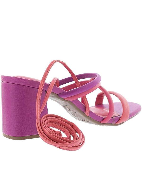 Beira Rio Conforto - Sandália Beira Rio Salto Grosso Amarração Color Pink 3