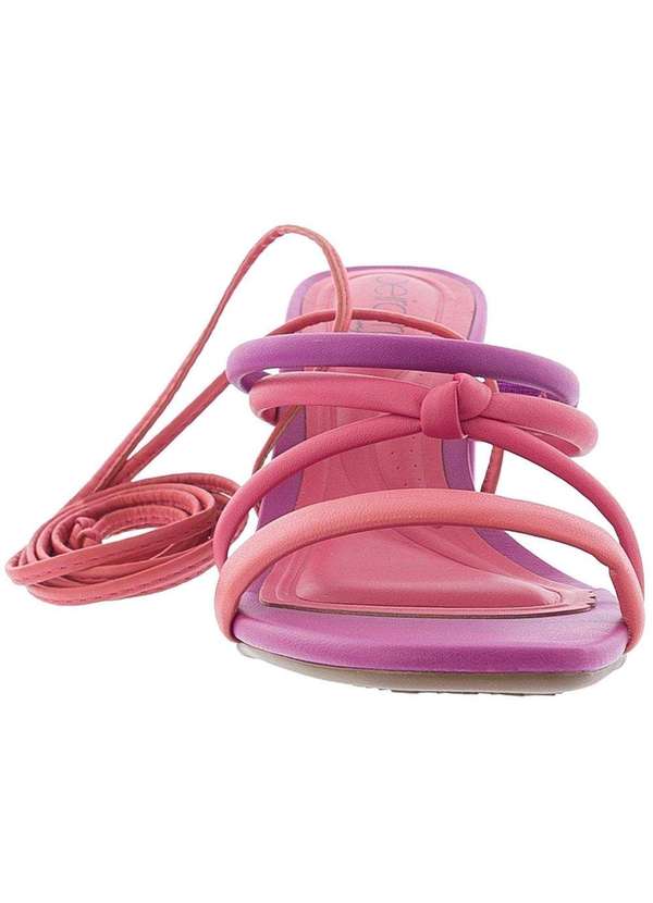 Beira Rio Conforto - Sandália Beira Rio Salto Grosso Amarração Color Pink 4