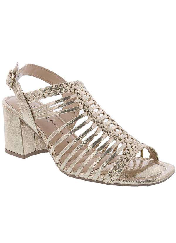Dakota - Sandália Dakota Salto Bloco Tressê Dourado Ouro