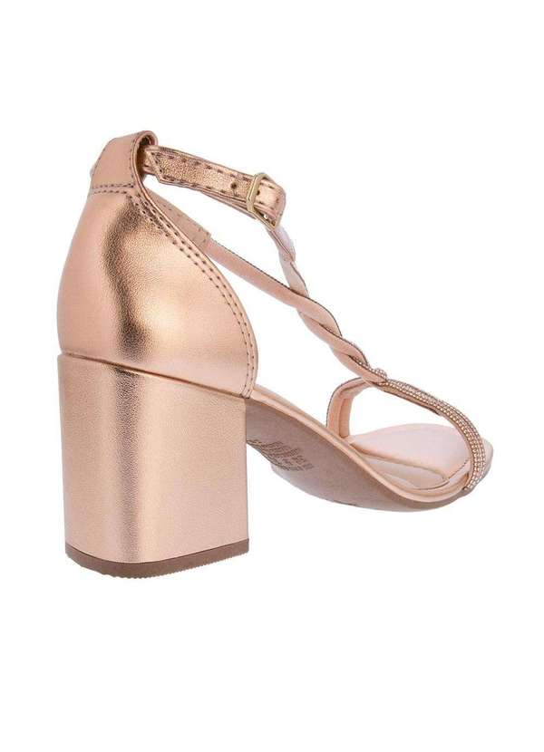 Dakota - Sandália Dakota Salto Grosso Detalhe Torção Strass Rosé Ouro-Rose 3