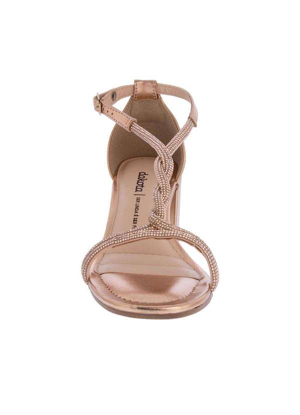Dakota - Sandália Dakota Salto Grosso Detalhe Torção Strass Rosé Ouro-Rose 4
