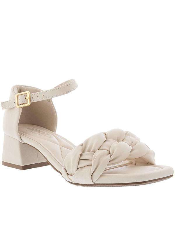 Gabriela - Sandália Gabriela Conforto Salto Bloco Tira Tressê Off White Off-White