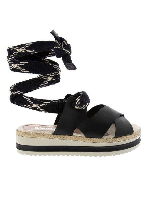 Gabriela - Sandália Gabriela Flatform Amarração Tecido Preto Preto