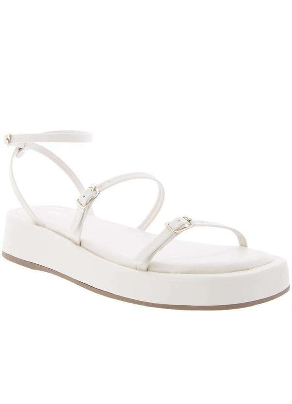 Gabriela - Sandália Gabriela Flatform Detalhe Fivelas Off White Off-White