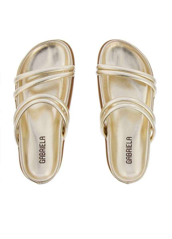 Gabriela - Sandália Gabriela Flatform Tiras Metalizadas Dourada Ouro 5