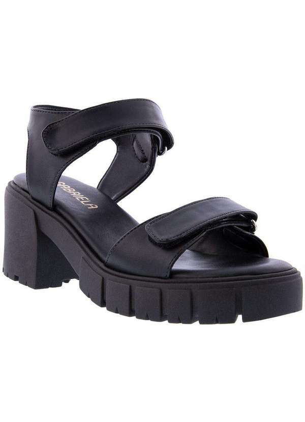Gabriela - Sandália Gabriela Plataforma Tratorada Tiras Preto Preto
