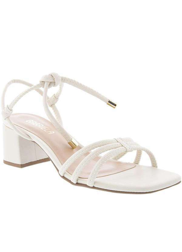 Gabriela - Sandália Gabriela Salto Bloco Amarração Off White Off-White