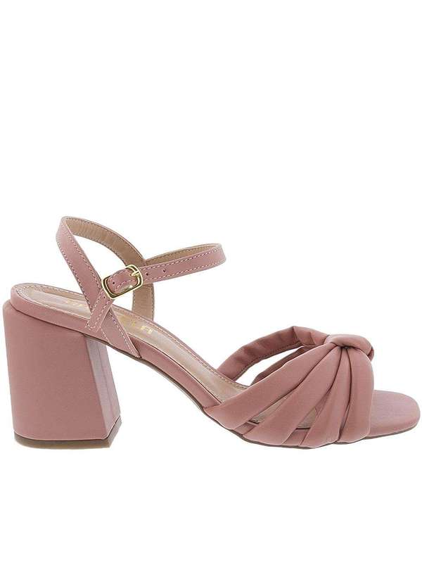 Gabriela - Sandália Gabriela Salto Bloco com Detalhe em Nó Rosa Rosa 2