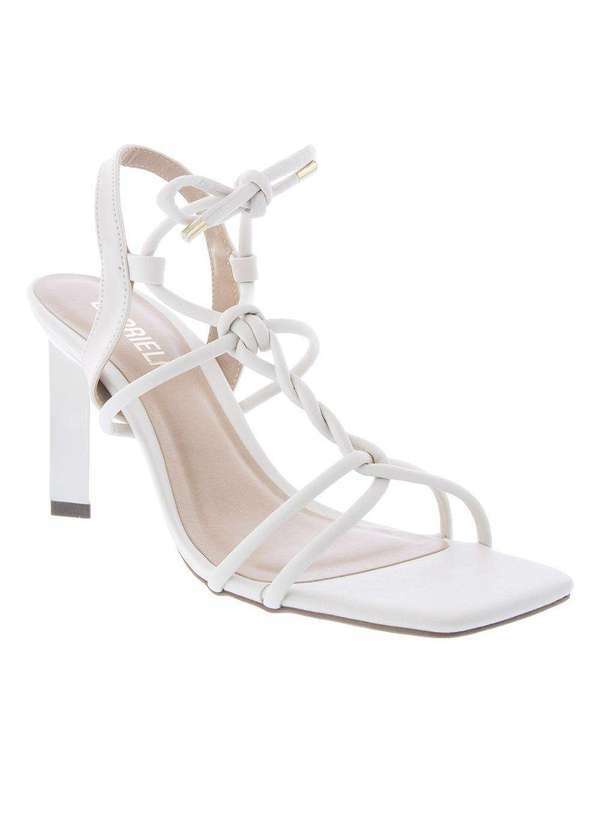 Gabriela - Sandália Gabriela Salto Fino Amarração Tressê Off White Off-White