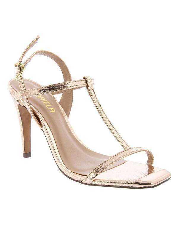 Gabriela - Sandália Gabriela Salto Fino Textura Snake Rose Gold Bronze
