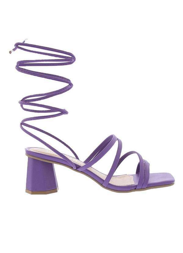 Gabriela - Sandália Gabriela Salto Geométrico Amarração Roxo Roxo