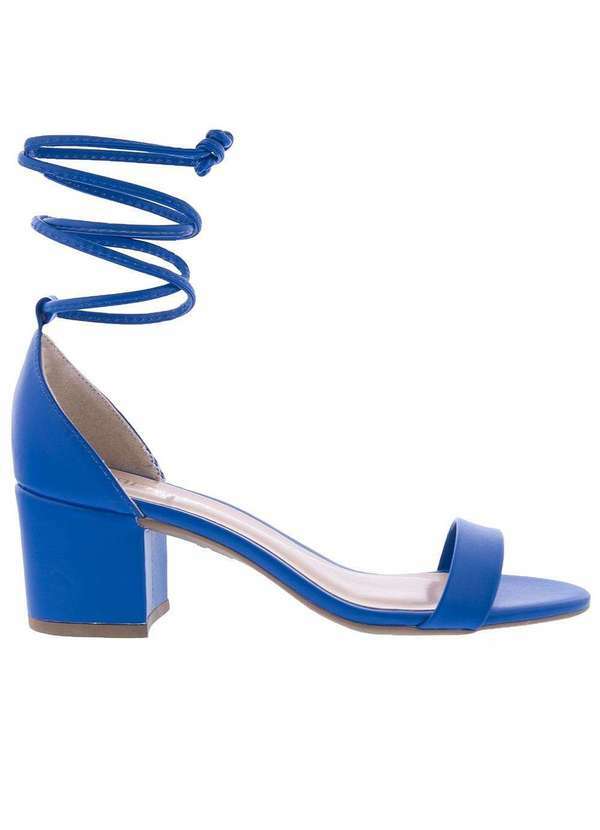 Gabriela - Sandália Gabriela Salto Grosso Amarração Azul Azul