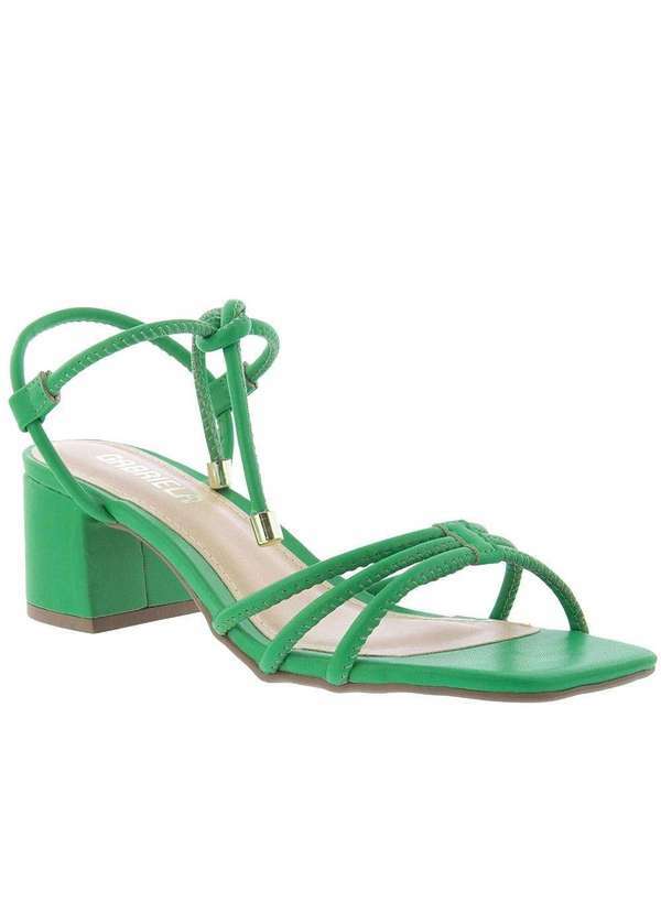 Gabriela - Sandália Gabriela Salto Grosso Amarração Tiras Verde Verde