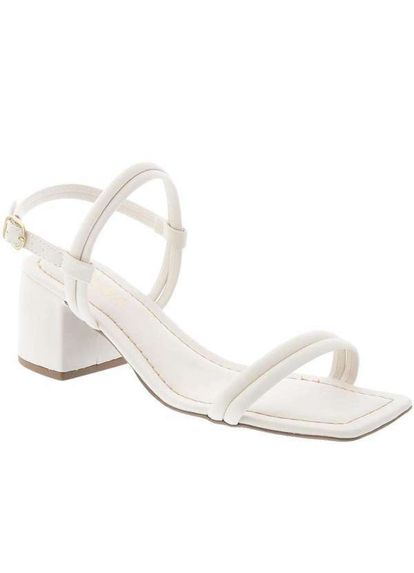 Gabriela - Sandália Gabriela Salto Grosso Detalhe Tiras Off White Off-White