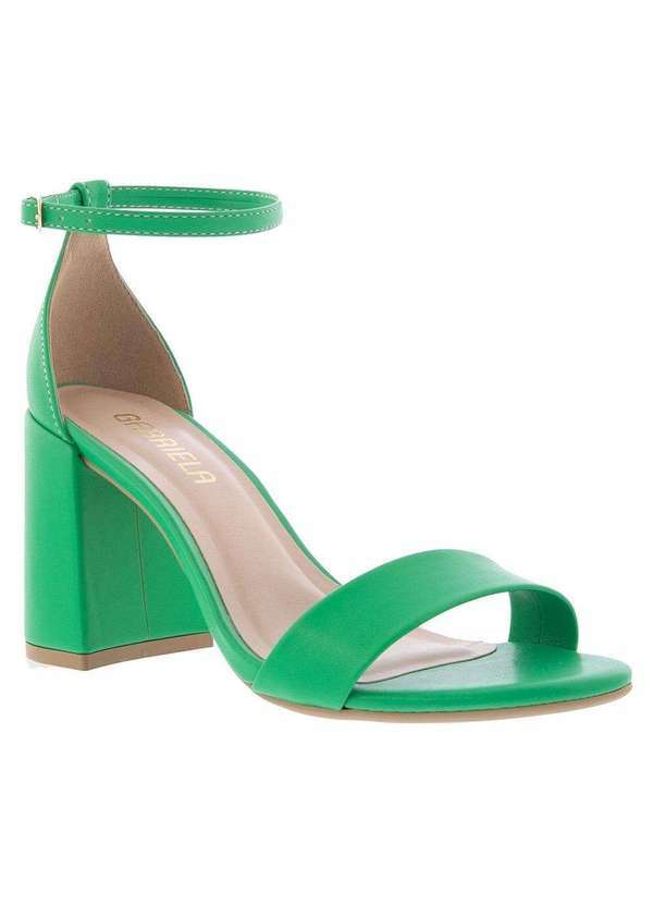 Gabriela - Sandália Gabriela Salto Grosso Detalhe Tiras Verde Verde