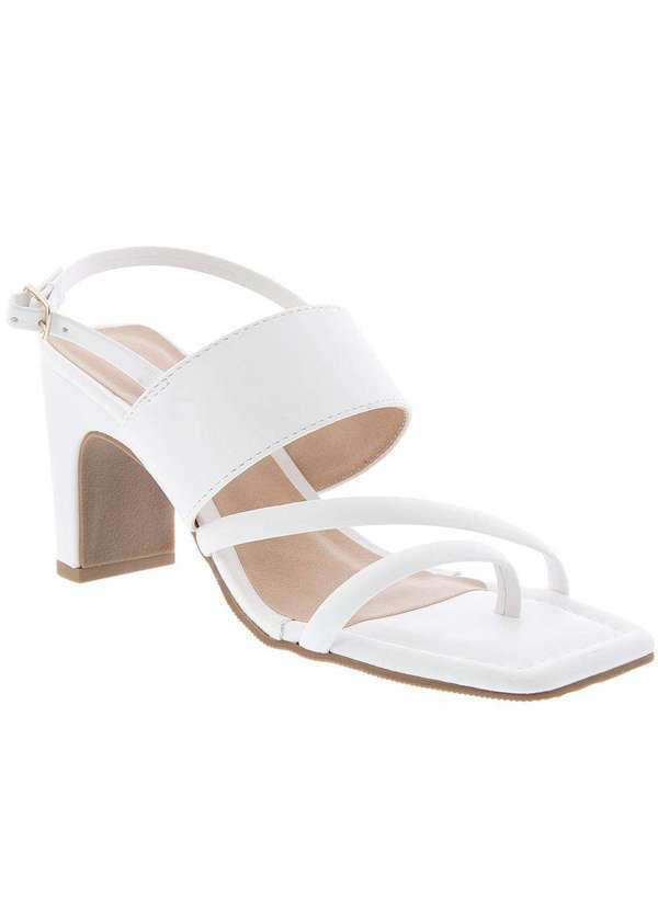 Gabriela - Sandália Gabriela Salto Reto Detalhe Tiras Branco Branco