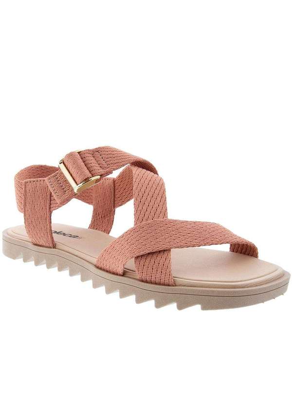 Moleca - Sandália Moleca com Tiras Cruzadas Tecido Rosa 5454100 Rosa