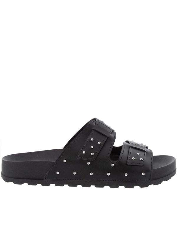 Moleca - Sandália Moleca Flatform Tratorada Tiras Aplicações Preto Preto 2