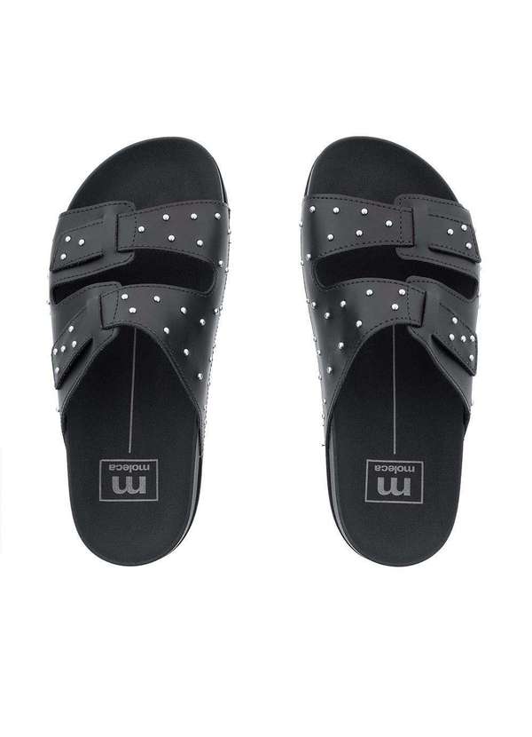 Moleca - Sandália Moleca Flatform Tratorada Tiras Aplicações Preto Preto 4