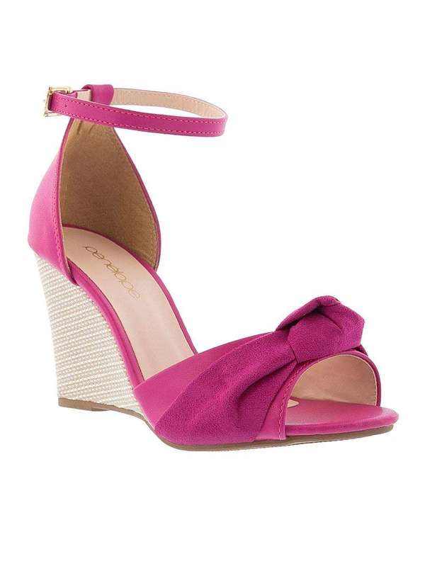 Penelope - Sandália Penélope Anabela Detalhe Nó Camurça Pink Pink