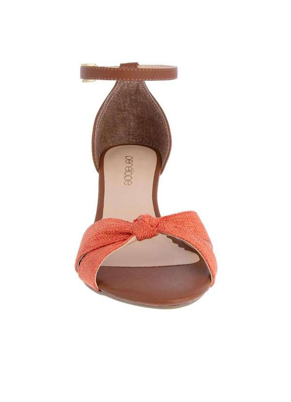 Penelope Sandália Penélope Anabela Detalhe Nó Linho Coral Coral