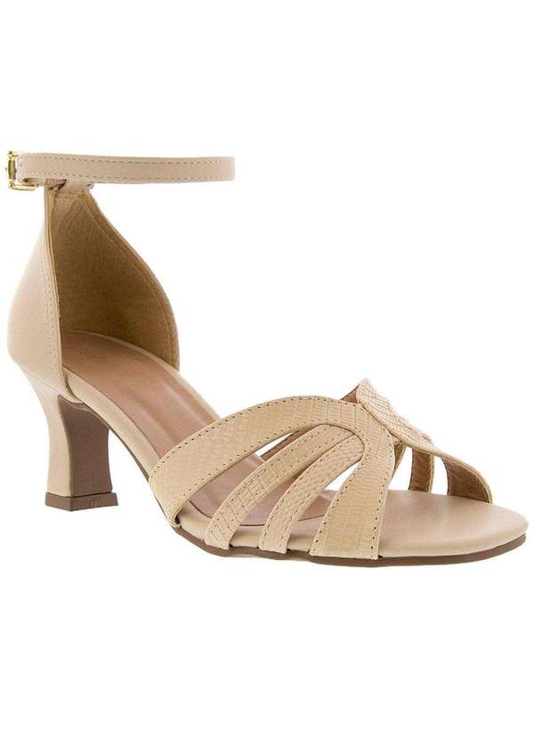 Penelope - Sandália Penélope Salto Grosso Textura Croco Bege Bege