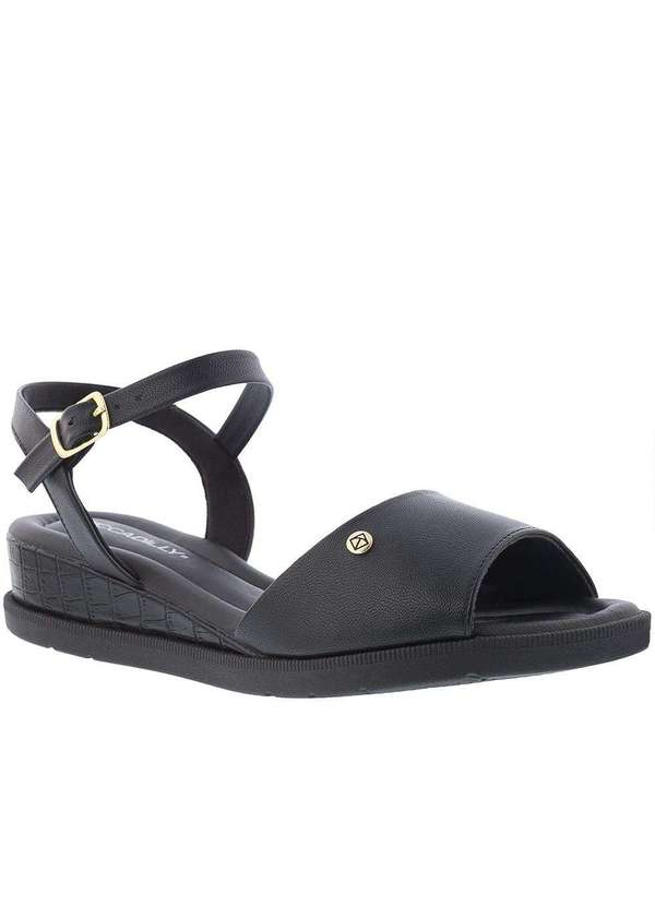 Piccadilly - Sandália Piccadilly Anabela Aplicação Preto Preto