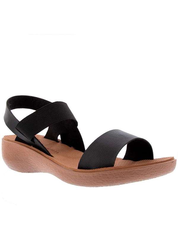 Terra Agua Sandália Terra Água Anabela Tiras Cruzadas Elástico Preto  Preto