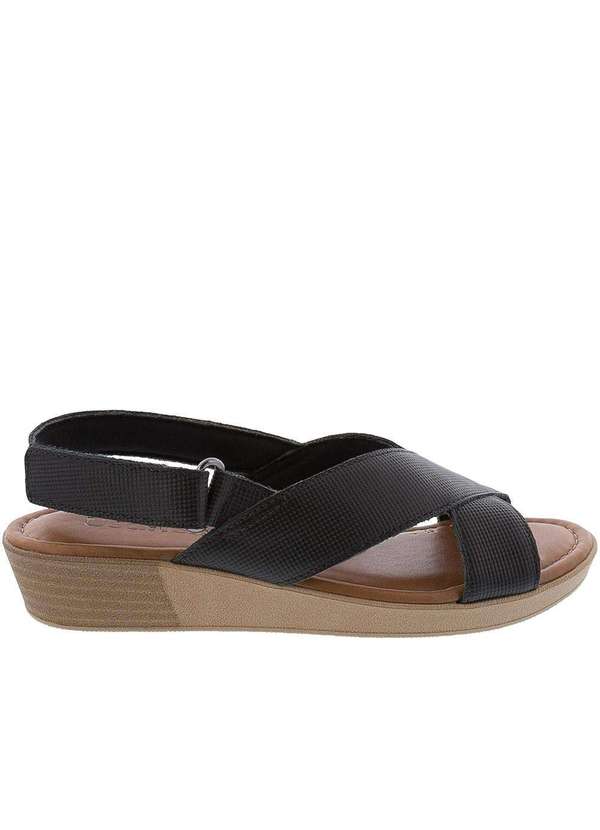 Usaflex - Sandália Usaflex Anabela com Tiras Cruzadas Preto Preto 2