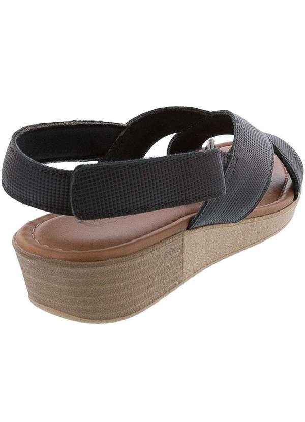 Usaflex - Sandália Usaflex Anabela com Tiras Cruzadas Preto Preto 3