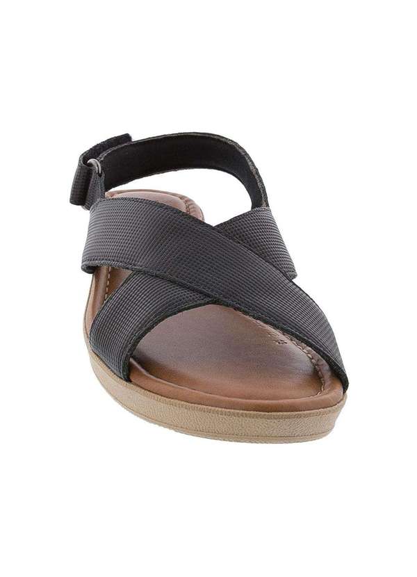 Usaflex - Sandália Usaflex Anabela com Tiras Cruzadas Preto Preto 4