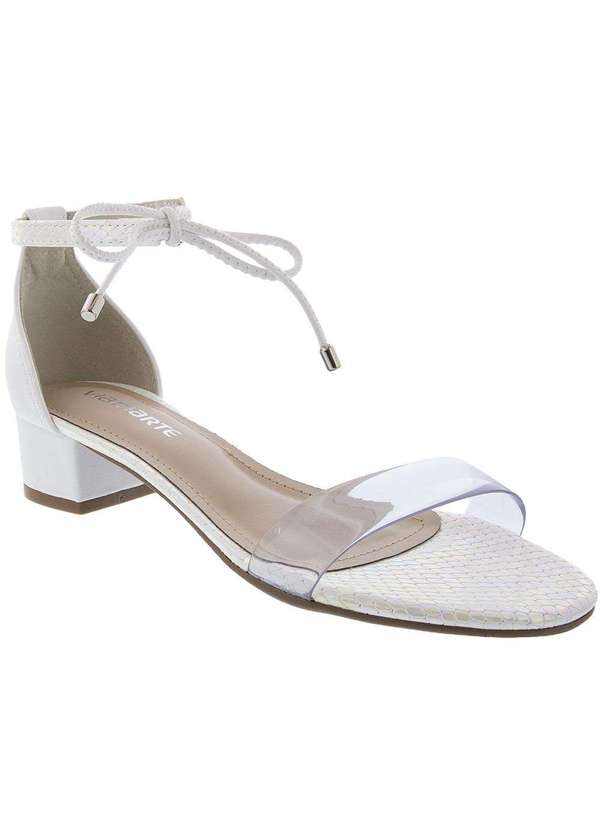 Sandália Via Marte Salto Bloco Textura Snake Branco 2019808 Branco