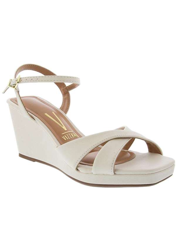 Sandália Vizzano Anabela Tiras Cruzadas Branco Off-White Studio Z