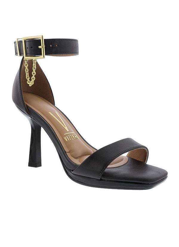 Vizzano - Sandália Vizzano Meia Pata Detalhe Corrente Preto Preto