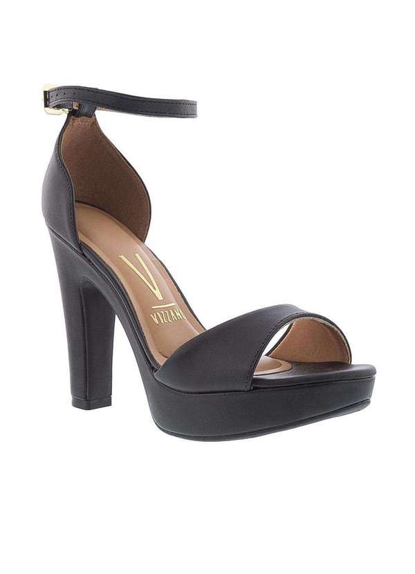 Sandália Vizzano Plataforma Detalhe Pespontos Preto Preto Studio Z