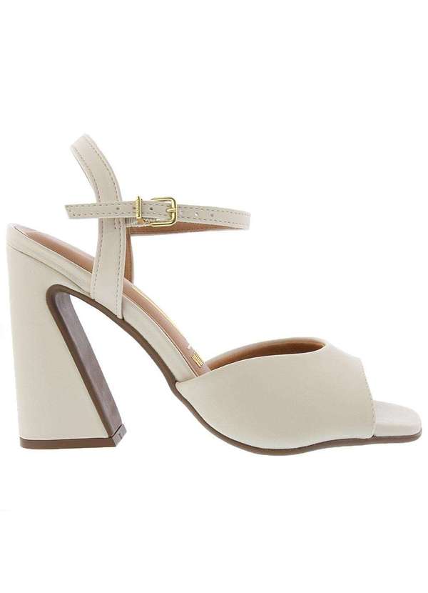 Vizzano Sandália Vizzano Salto Geométrico Pespontos Off White Off-White